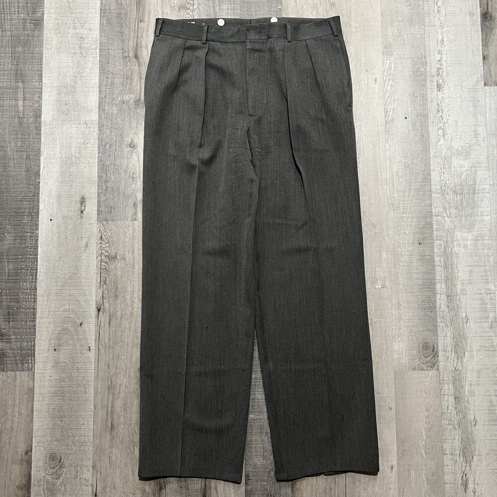 VTG Harolds Salt N Pepper Grey Baggy Grey Trouser Mens 37 Pleated Dress Pants
